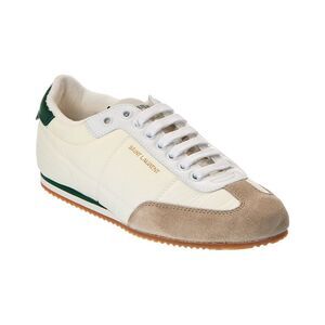 Saint Laurent Circle Leather-Trim Sneaker, White